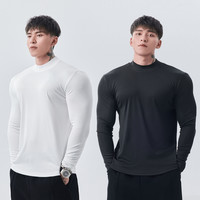 GD纯色半高领长袖T恤男春秋季外穿休闲运动健身训练打底弹力衣服
