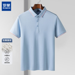 罗蒙 含桑蚕丝+7A抗菌罗蒙男士休闲翻领Polo衫2024新品短袖T恤5561