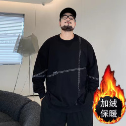 300斤胖胖衣服卫衣男加绒加厚宽松圆领废土风男休闲卫衣百搭上衣