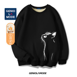 GENIOLAMODE 日系慵懒风柔软卫衣男生冬季cityboy加绒加厚长袖衣服