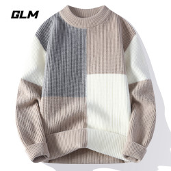 GLM 秋冬季新款慵懒风松弛感休闲保暖加厚宽松套头圆领毛衣 男外套