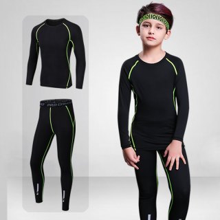 儿童紧身衣训练服速干衣男童秋冬篮球足球打底运动健身服套装男孩
