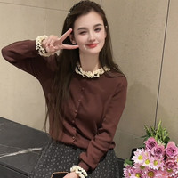 撤柜剪标羊毛衫木耳花边针织开衫气质秋冬新款毛衣外套上衣
