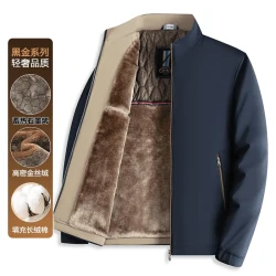 保罗汤威羊 保罗黑金加绒外套男士休闲商务加厚保暖立领棉服6619