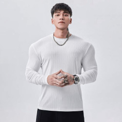 GYMDOG肌理纹运动长袖T恤男半紧身圆领休闲健身跑步篮球训练衣服
