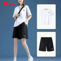 特步 套装女2026夏季新款短袖短裤大码健身男女同款正品清凉薄款