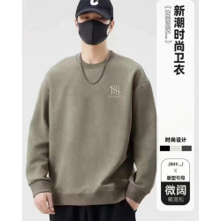 爆款修身新款宽松潮流休闲运动圆领百搭保暖男士卫衣长袖打底