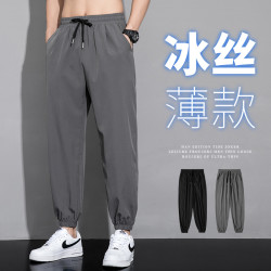 新款裤子男夏季薄款休闲长裤百搭工装宽松束脚卫裤潮牌九分运动裤