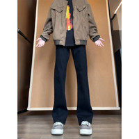 颂希尔 休闲时尚牛仔裤扎染免烫微喇裤高腰春秋春季运动风百搭春季小个子