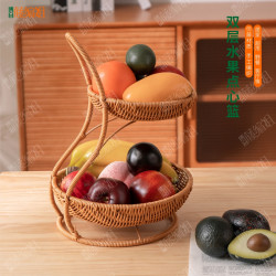 BX多层置物收纳架大号藤编高档编织手提篮子家用收纳筐26*20*37