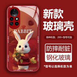 华为nova8Pro可爱兔手机壳液态硅胶玻璃网红全包新款防摔壳卡通女