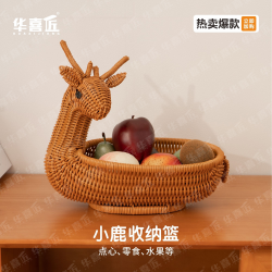 编织水果篮家用仿藤编收纳篮干果点心篮收纳筐30*23*10