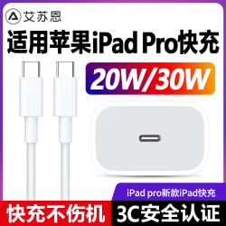 艾苏恩 适用苹果ipadpro充电器头平板air6/5/4快充mini6双typec数据线20W