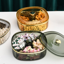 小米妈妈 果盘家用现代客厅茶几糖果盒分格轻奢零食收纳叠加多层瓜子干果