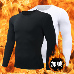 健身衣服男运动速干内搭加绒紧身衣长袖篮球足球跑步训练服打底