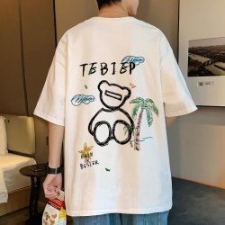 棉款体恤半袖宽松潮流港风ins圆领t恤韩版卡通印花打底