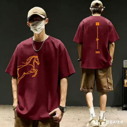 HUIHUANGPAUL/辉煌保罗福字款圆领简欧风短袖新年款印花T恤