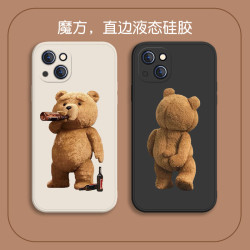 卡通可爱泰迪熊液态硅胶手机壳适用于苹果/华为/小米/oppo/vivo