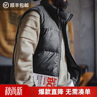 马登 工装美式户外保暖夹棉马甲黑色山系立领无袖背心坎肩外套男 墨黑色 S