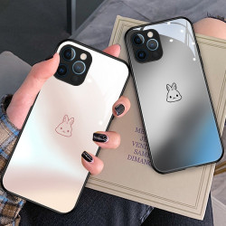 苹果/华为/OPPO/vivo/小米 渐变砂粉兔玻璃手机壳个性创意手机套