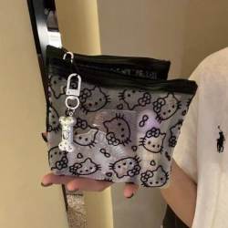 透明网纱kitty补妆包便携外出旅行实用化妆收纳零钱包耳机包女生