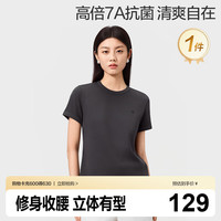 全棉时代 26新品女士针织圆领T恤 深墨灰 M