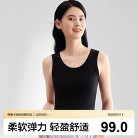 全棉时代 打底衫女士背心夏季针织罗纹紧身吊带女 黑色 M
