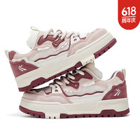 飞跃 Feiyue）官方粉红色复古厚底休闲鞋女夏季女鞋时尚潮流百搭运动板鞋子女 粉红/米 37