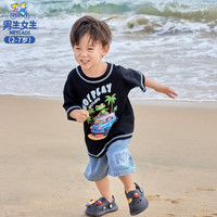 男生女生 男小童短袖T恤NJTCJ24187B 黑色 105 cm