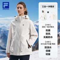 FILA 三合一户外羽绒冲锋衣26秋冬新款女收腰防水运动外套上衣