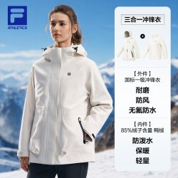 FILA 三合一户外羽绒冲锋衣26秋冬新款女收腰防水运动外套上衣