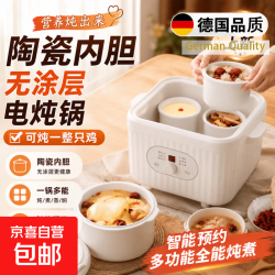 德国品质炖盅隔水炖家用全自动电蒸煮煲汤煮粥专用锅陶瓷燕窝6L