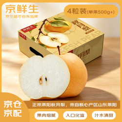 京鲜生 正宗山东莱阳秋月梨果王 4粒装 单果500-600g 应季水果