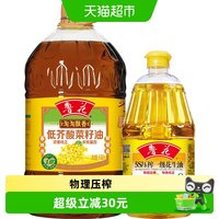 88VIP：鲁花 淘淘飘香低芥酸菜籽油6.08L+5S物理压榨一级花生油1.8L