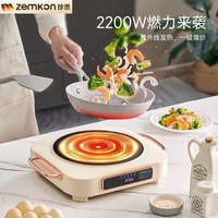zemkon 德国电磁炉电陶炉大功率炒菜火锅一体电磁灶炒菜蒸煮烧水 米白色-2200W