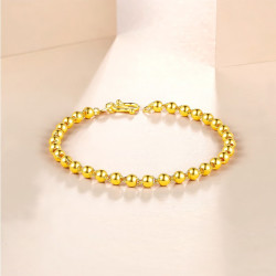 周六福 黄金手链女足金999光面圆珠手链节日 计价 17cm-5.05g