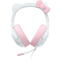 雷蛇 Kraken Kitty V2 - USB 有线游戏耳机,带 Hello Kitty 耳朵,色度 RGB 流活性照明,超透明心形