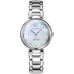 CITIZEN 旗舰店光动能贝母盘钢带女表生日礼物EM0530