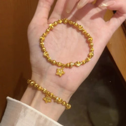 洛梵欣饰 拉丝猫眼锤纹星星蹦迪珠手链跑环珠手串女送礼物 S0089-猫眼锤纹手链