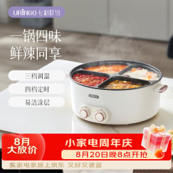 URINGO 鸳鸯锅 四宫格电火锅 6L大容量专用锅速沸多用途电热锅火锅QC-HG06X 6L-四宫格款
