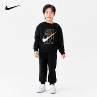 NIKE 儿童加绒卫衣长裤套装 正黑色 110/52