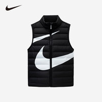 NIKE 童装男女童大LOGO羽绒马甲儿童立领保暖上衣 正黑色 110/52(4)