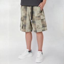 NEW ERA 休闲短裤男女情侣款格纹梭织休闲五分裤子潮