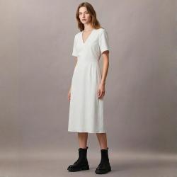 Massimo Dutti 极简V领无袖气质连衣裙