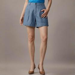 Massimo Dutti 女式高腰简约百搭宽松纯色休闲短裤