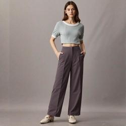 Massimo Dutti 女式简约纯色时尚休闲百搭舒适休闲直筒长裤