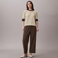 Massimo Dutti 女式纯色舒适直筒休闲通勤长裤