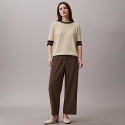 Massimo Dutti 女式纯色舒适直筒休闲通勤长裤