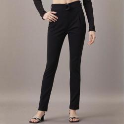 Massimo Dutti 女式极简纯色休闲百搭舒适仿腰带设计调节锥形通勤长裤