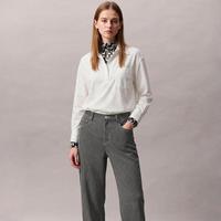 Massimo Dutti 女士时尚潮流条纹拼色简约日常通勤休闲百搭纯棉长裤